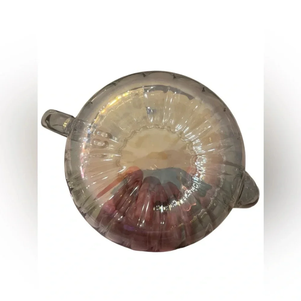 1950s Iridescent Clear Glass Tea Pot With Lid